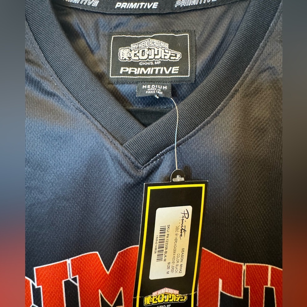 NWT - Primitive Skateboards Shirt My Hero Academia Hockey Jersey Black Sz Medium - Picture 3 of 6